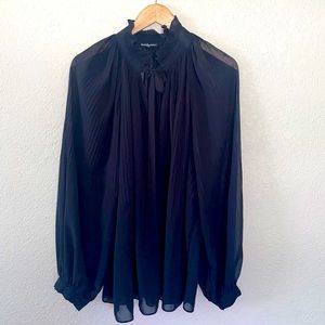 Charlotte Russe Black 3X Tie Collar Blouse